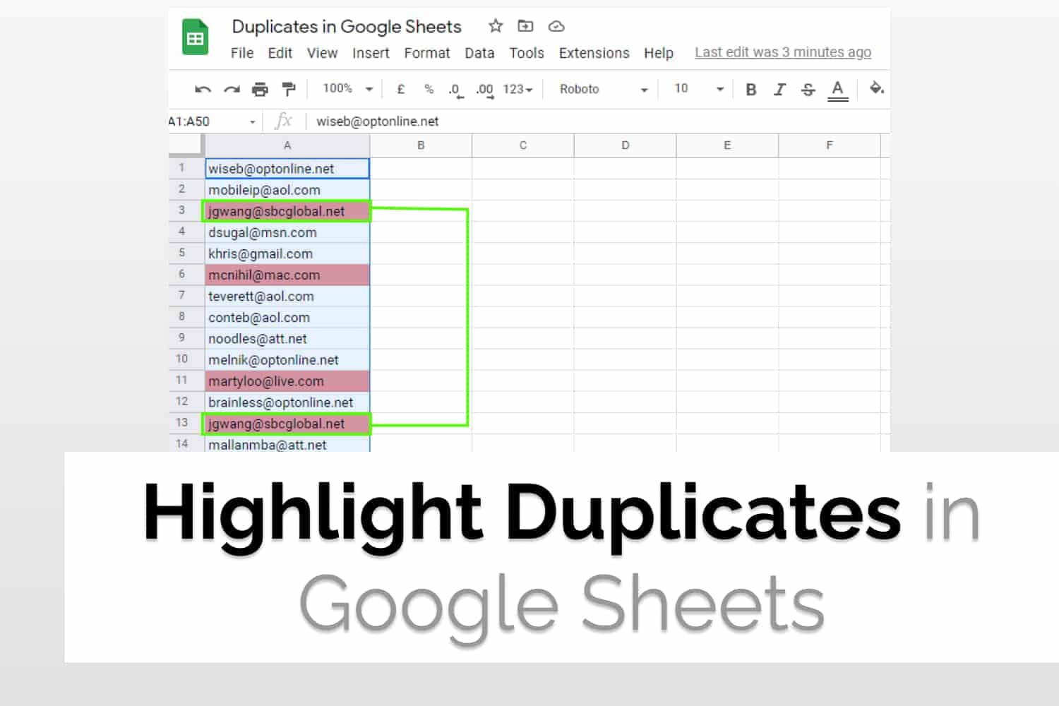 How to highlight duplicate cells in Google Sheets