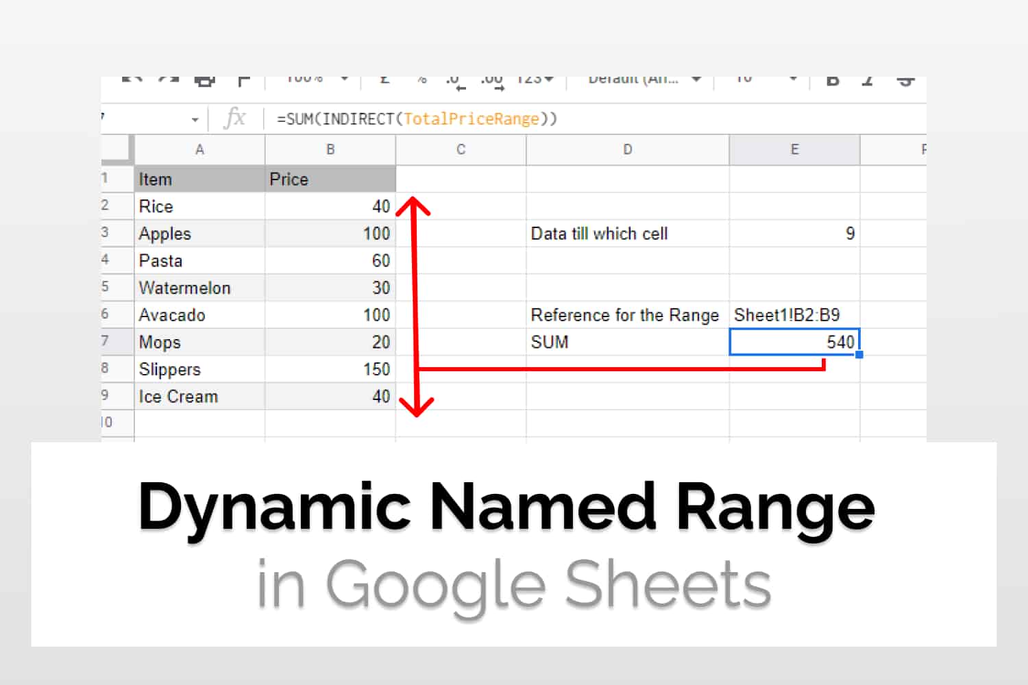 Dynamic Named Range in Google Sheets