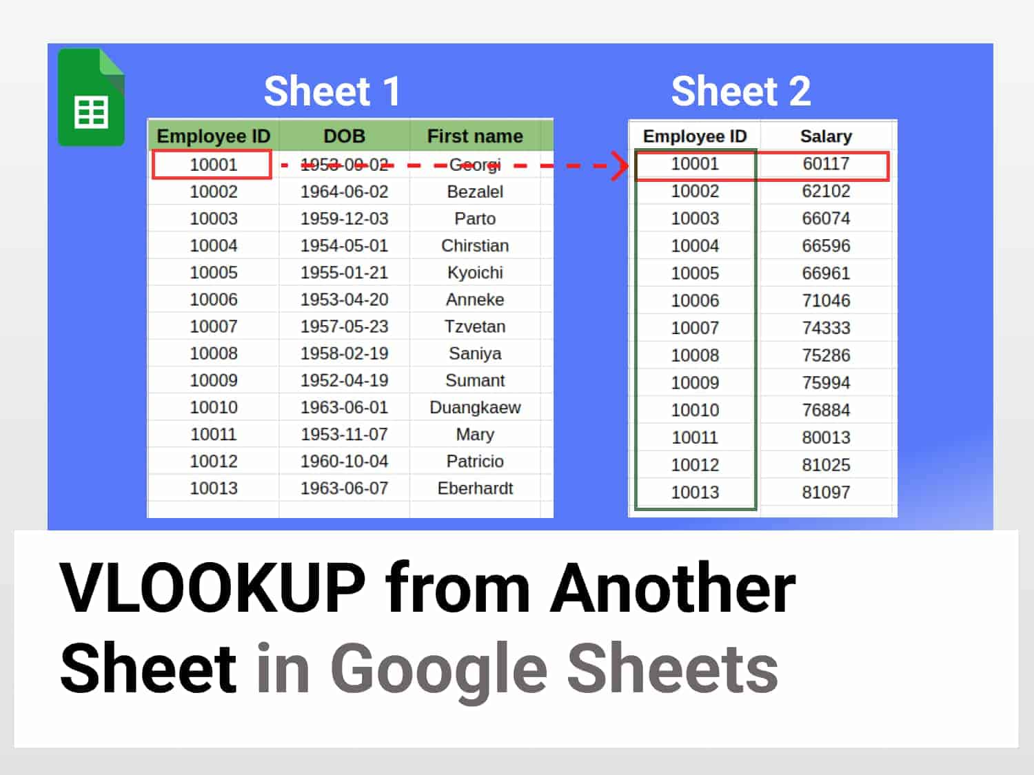 VLOOKUP from another sheet in Google Sheets