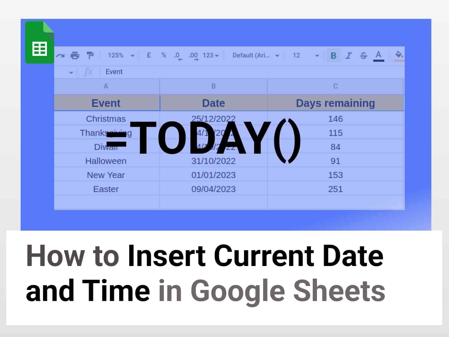 Inserting the current date and time in Google Sheets