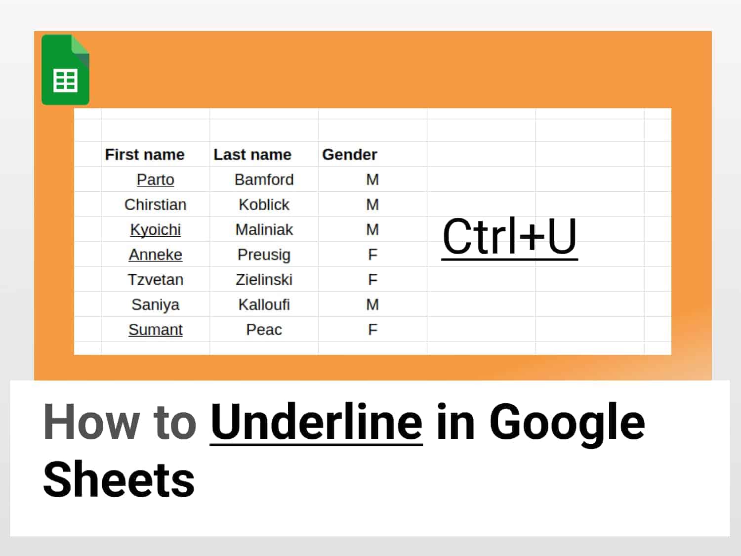 How to underline in Google Sheets