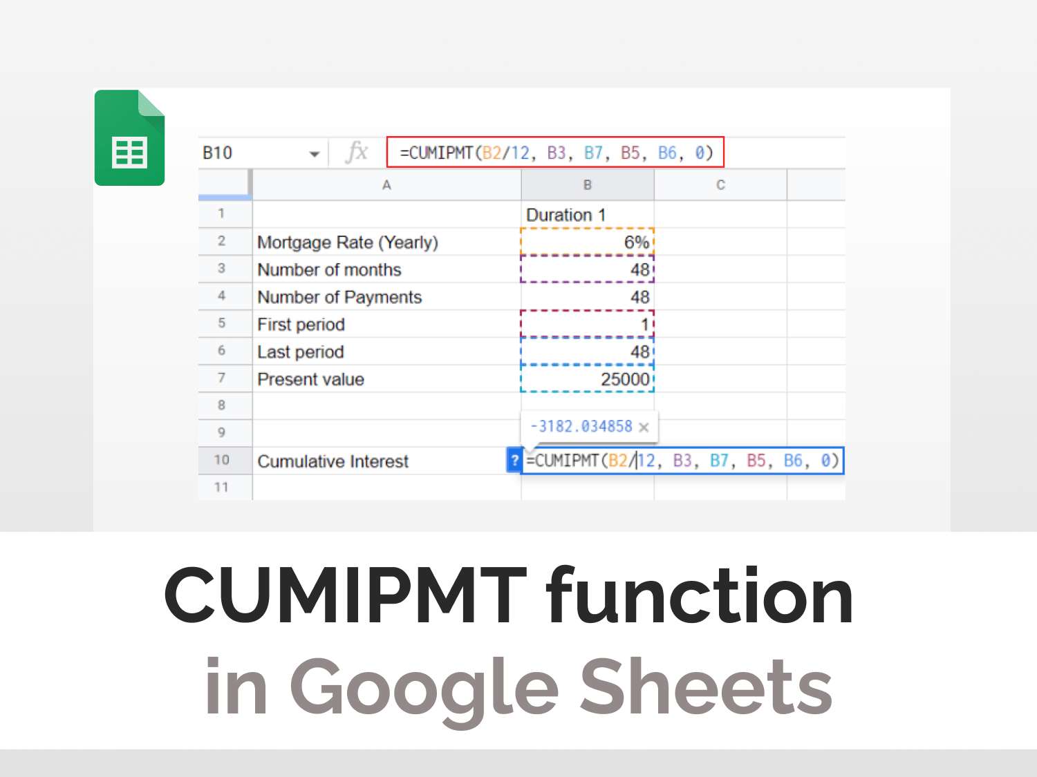 How to use the CUMIPMT Function in Google Sheets