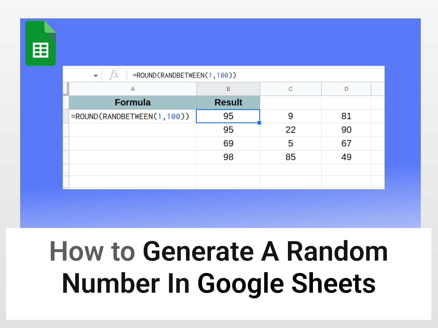 Generate a random number in Google Sheets