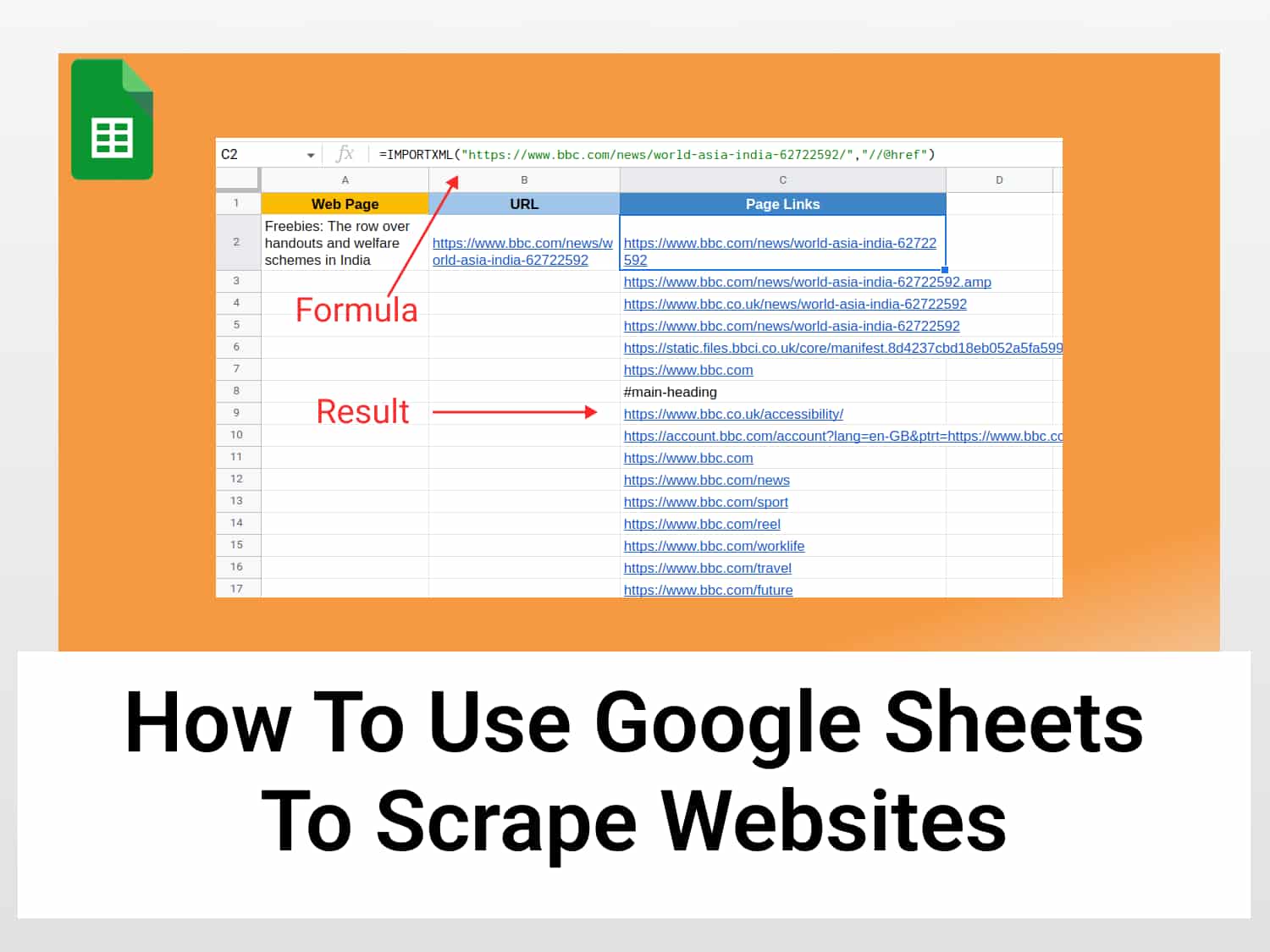 How to scrape websites using Google Sheets
