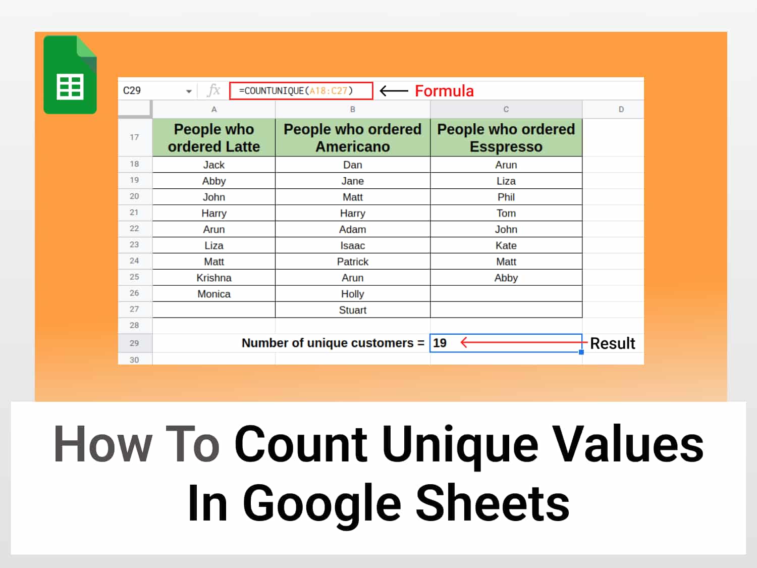 How to count unique values in Google Sheets