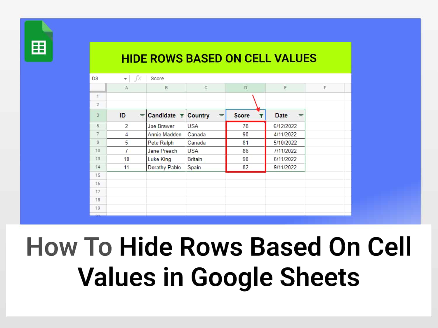 How to hide rows based on cell values in Google Sheets