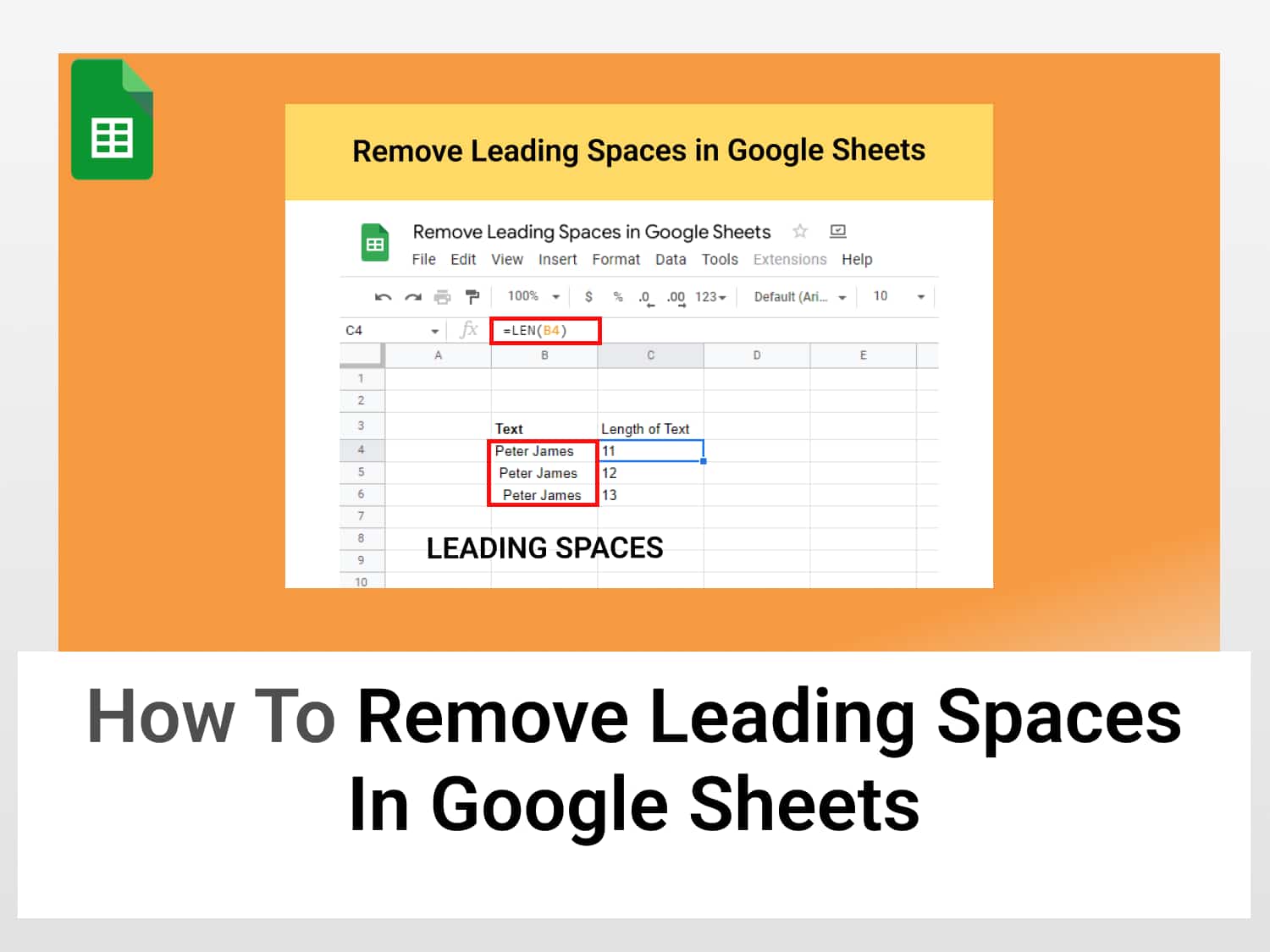 How to remove leading spaces in Google Sheets